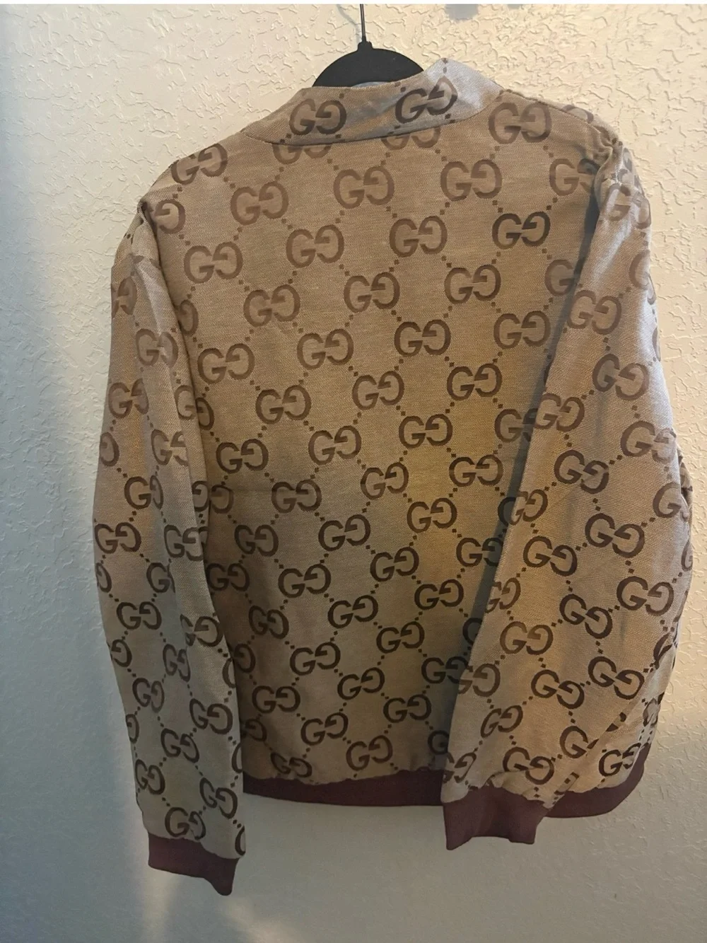 Gucci Beige & Brown Monogram Zip Hoodie Jacket